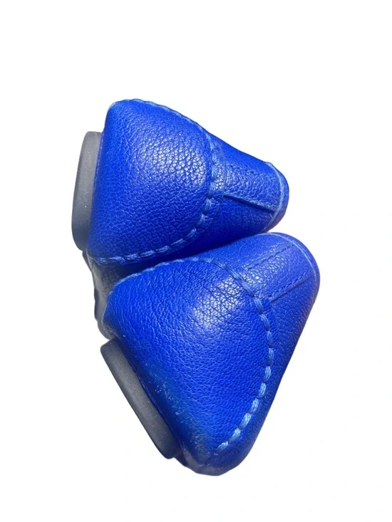 Michael Kors Fulton Moccasin Flats Electric Blue Leather Gold Logo Size 7.5 - Picture 4 of 5